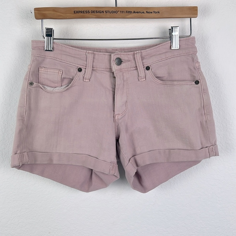 Universal Thread Womens Mid Rise Stretch Midi Denium Jean Pink Short Womens 0 25